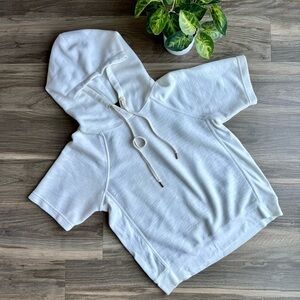 J.Crew White Short Sleeve Hoodie Sweatshirt Size XS
